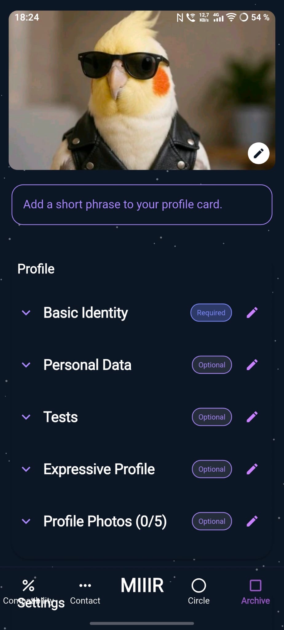 User Profile and Tests