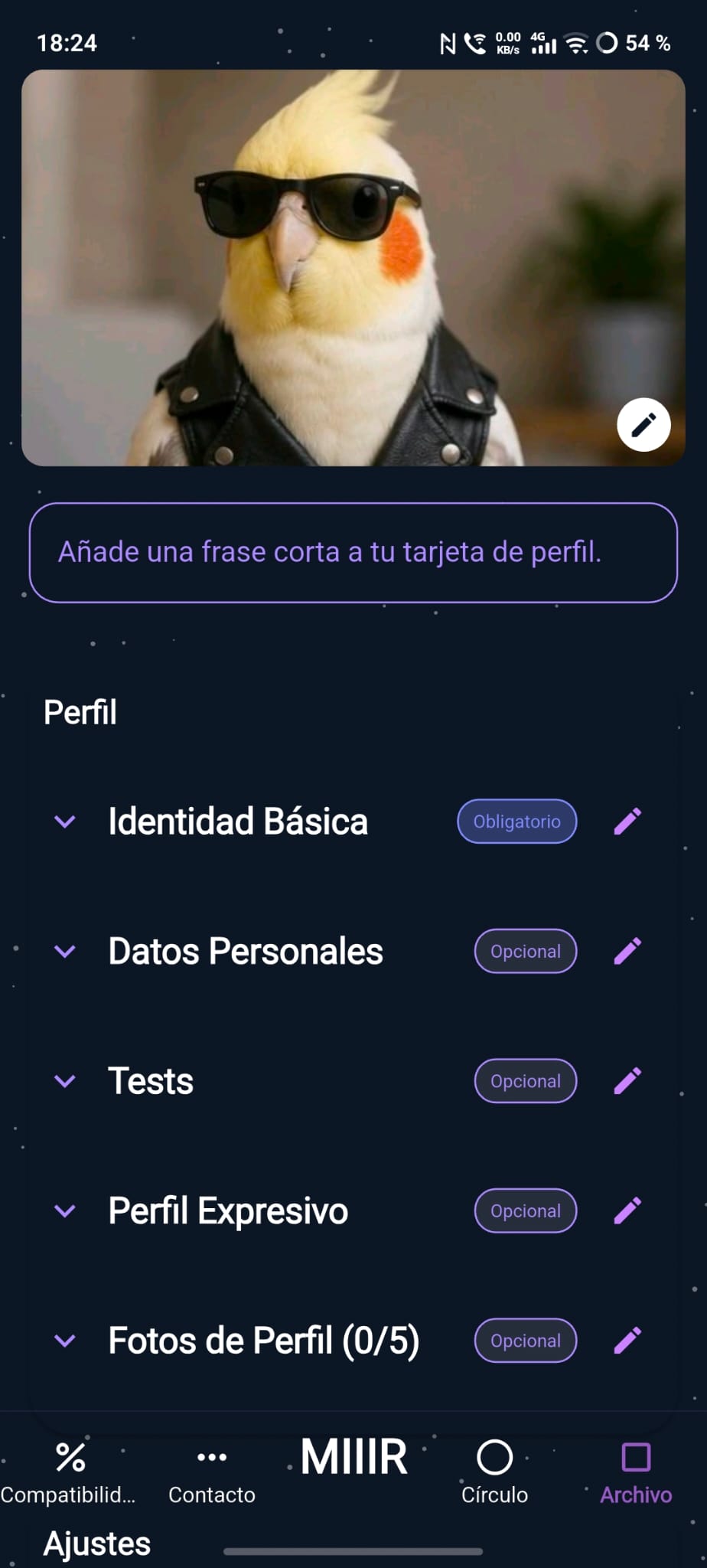 User Profile and Tests